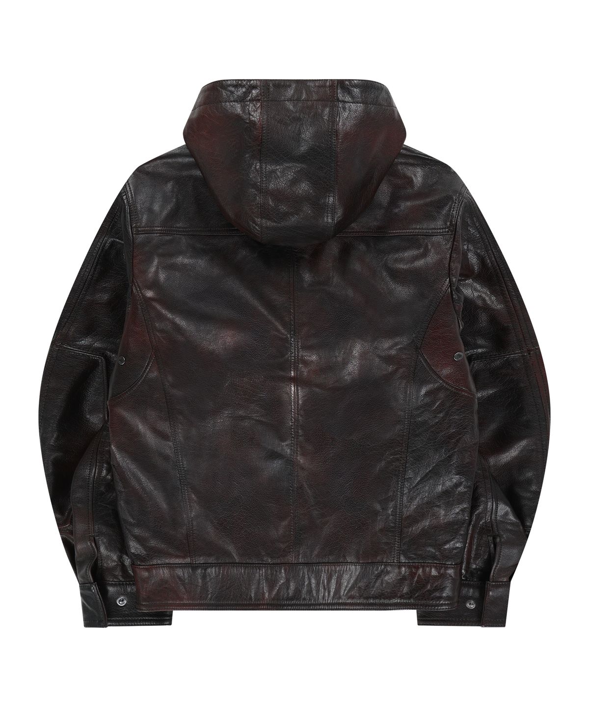 언지미크(UNGIMMICK) BUFFALO LEATHER HOODED JACKET (RED BROWN)