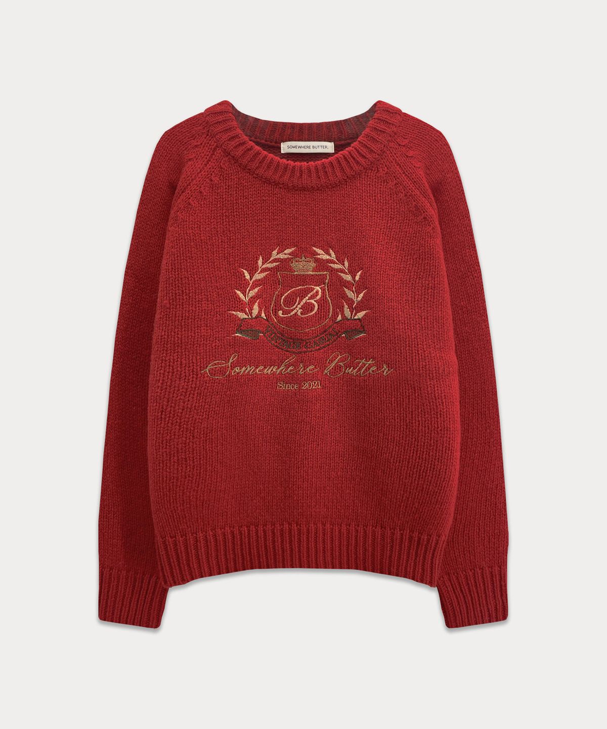 썸웨어버터(SOMEWHEREBUTTER) Kevin Wool Knit - Vintage Red