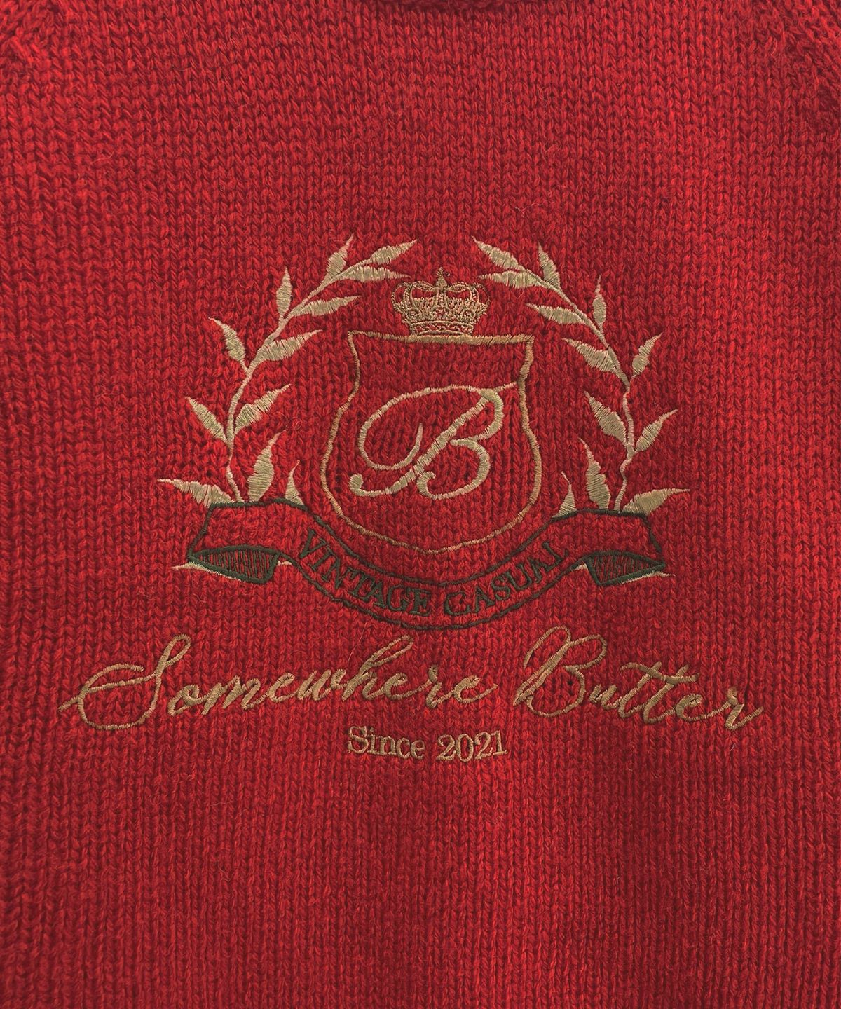썸웨어버터(SOMEWHEREBUTTER) Kevin Wool Knit - Vintage Red