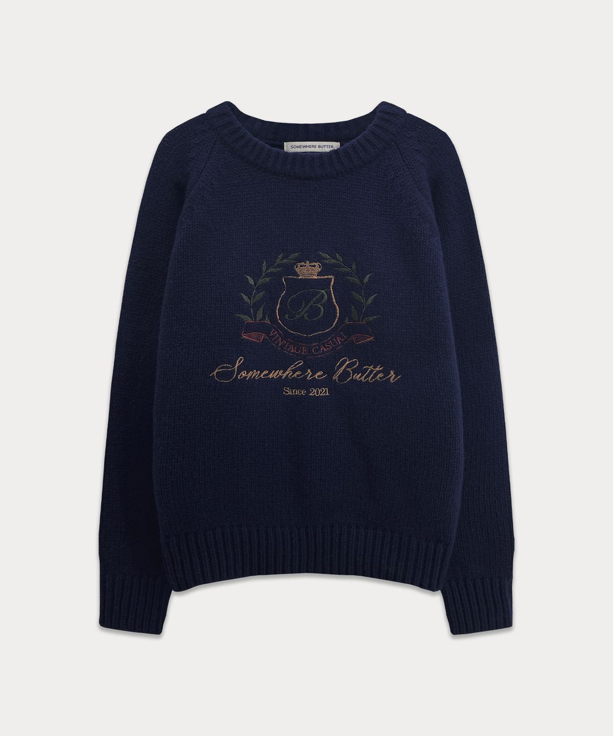 썸웨어버터(SOMEWHEREBUTTER) Kevin Wool Knit - Navy