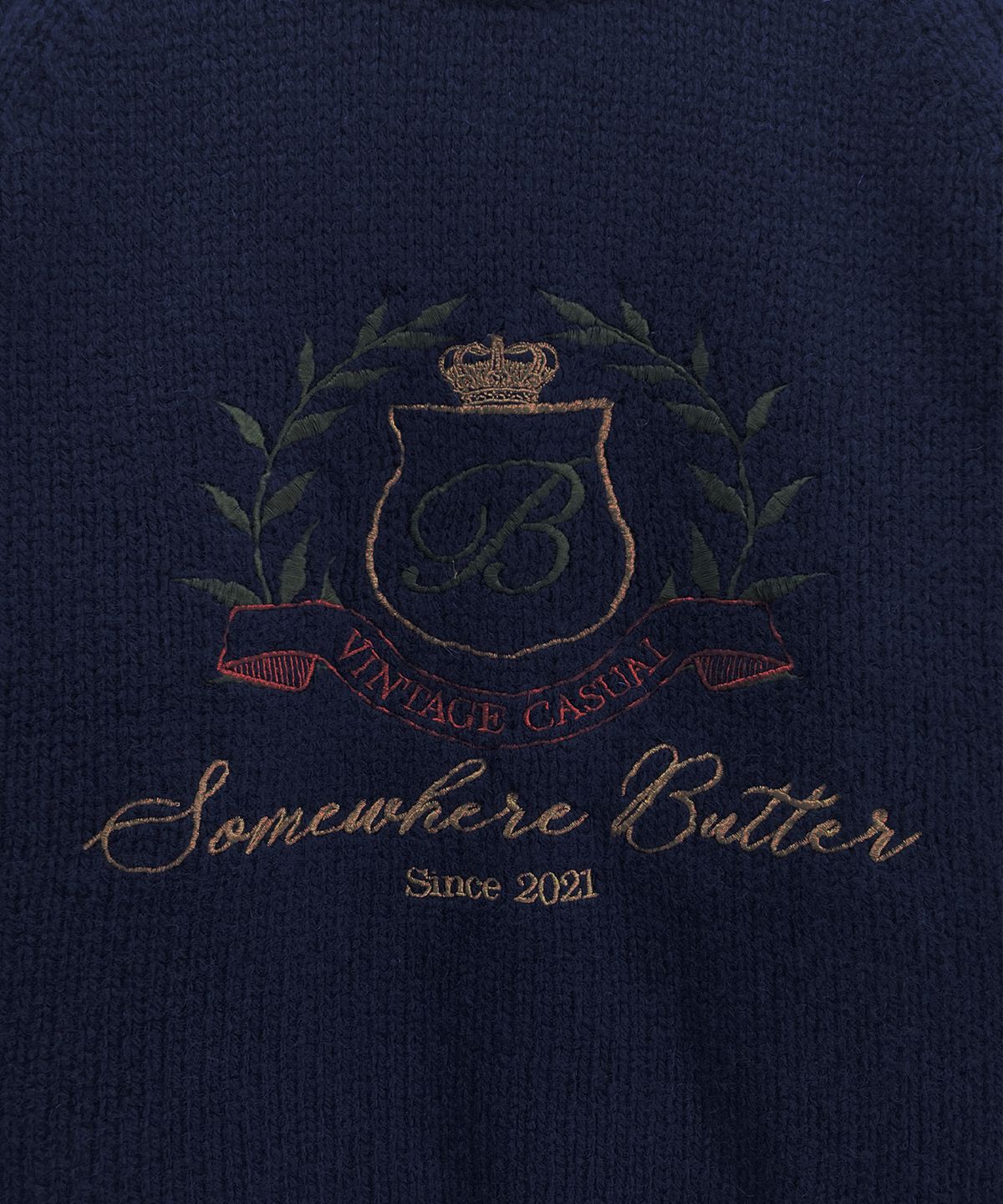 썸웨어버터(SOMEWHEREBUTTER) Kevin Wool Knit - Navy