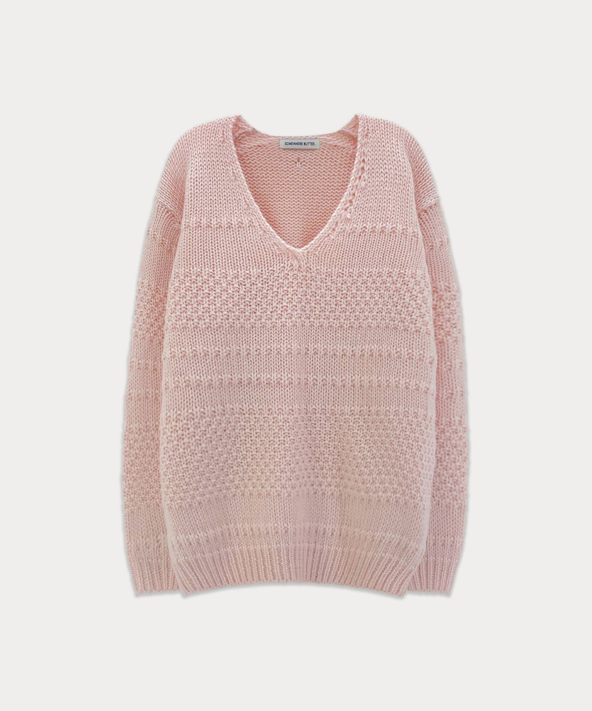 썸웨어버터(SOMEWHEREBUTTER) Tope Wool V-Neck Knit - Pink