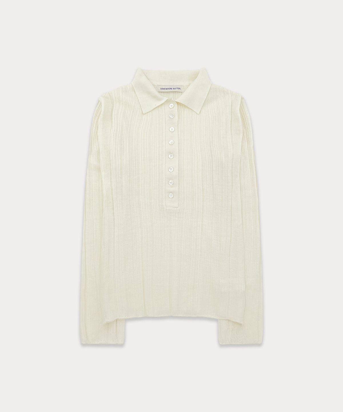 썸웨어버터(SOMEWHEREBUTTER) Henry Collar Knit - Ivory