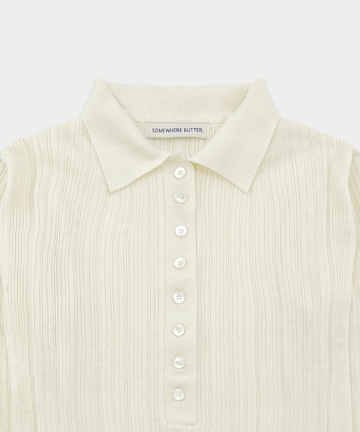 썸웨어버터(SOMEWHEREBUTTER) Henry Collar Knit - Ivory