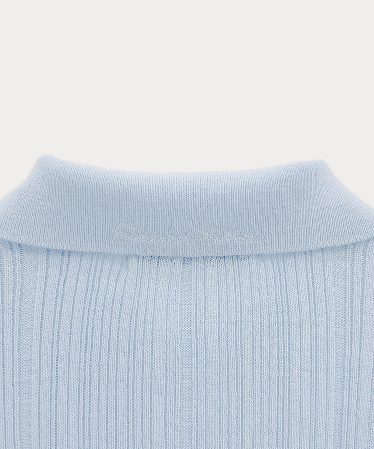 썸웨어버터(SOMEWHEREBUTTER) Henry Collar Knit - Light Blue