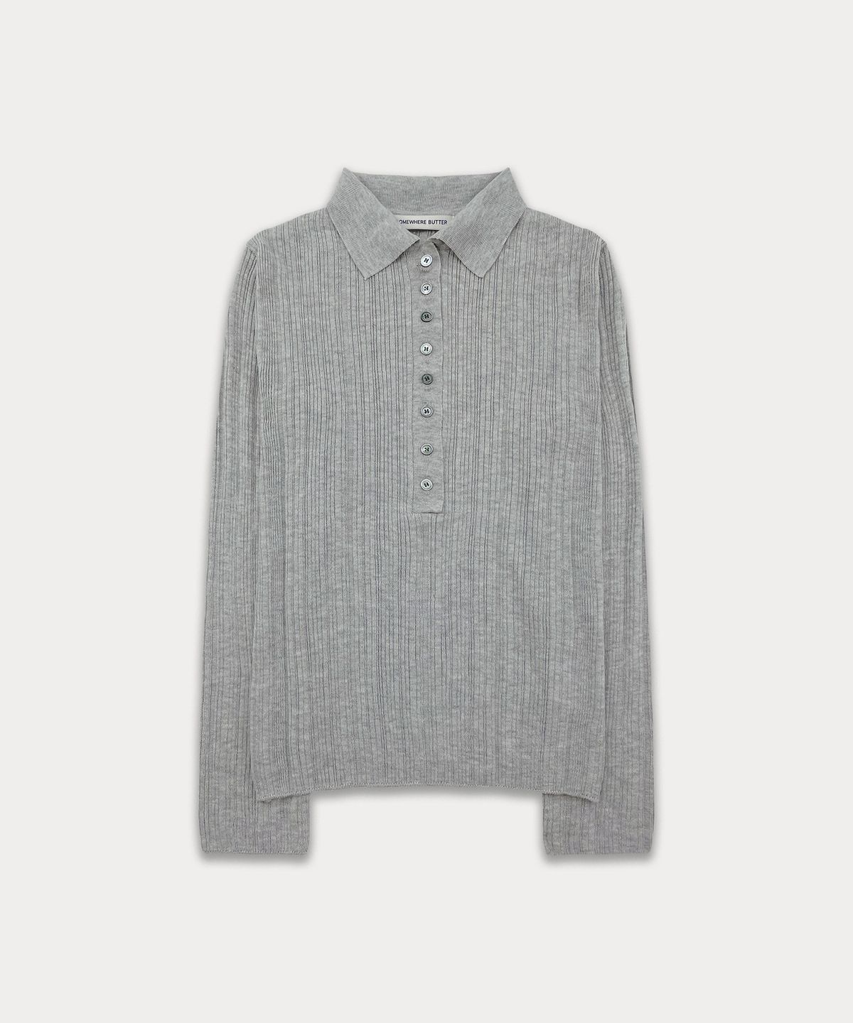 썸웨어버터(SOMEWHEREBUTTER) Henry Collar Knit - Grey