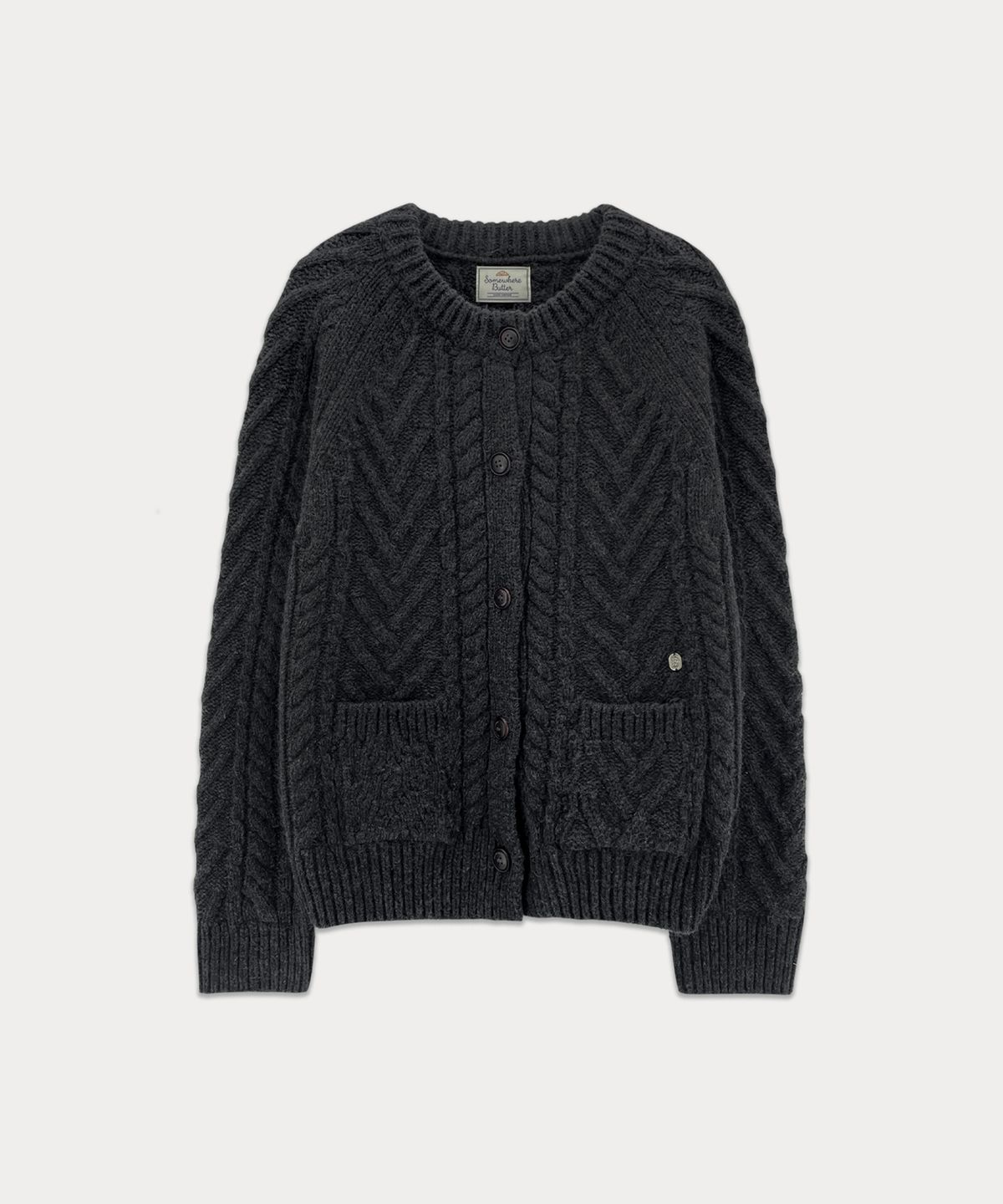 썸웨어버터(SOMEWHEREBUTTER) Colleen Cable Cardigan - Charcoal