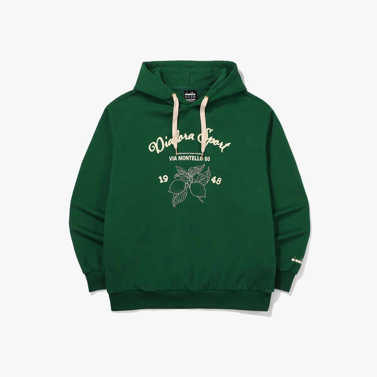 디아도라(diadora) 레몬 그래픽 후드티셔츠 GREEN
