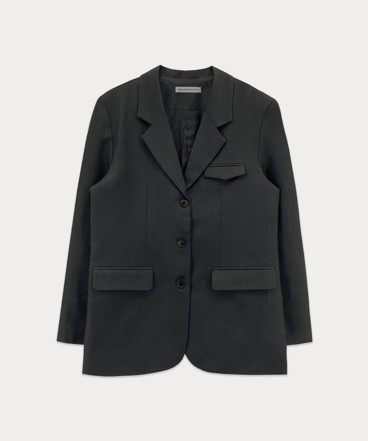 썸웨어버터(SOMEWHEREBUTTER) Classic Single Blazer - Charcoal