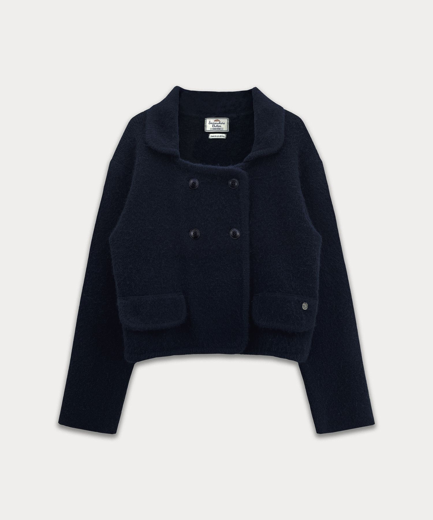 [SOMEWHERE BUTTER]Robin Double Knit ウールジャケット★24AW★ MUSINSA | SOMEWHEREBUTTER Robin Double Knit Wool Jacket - Navy