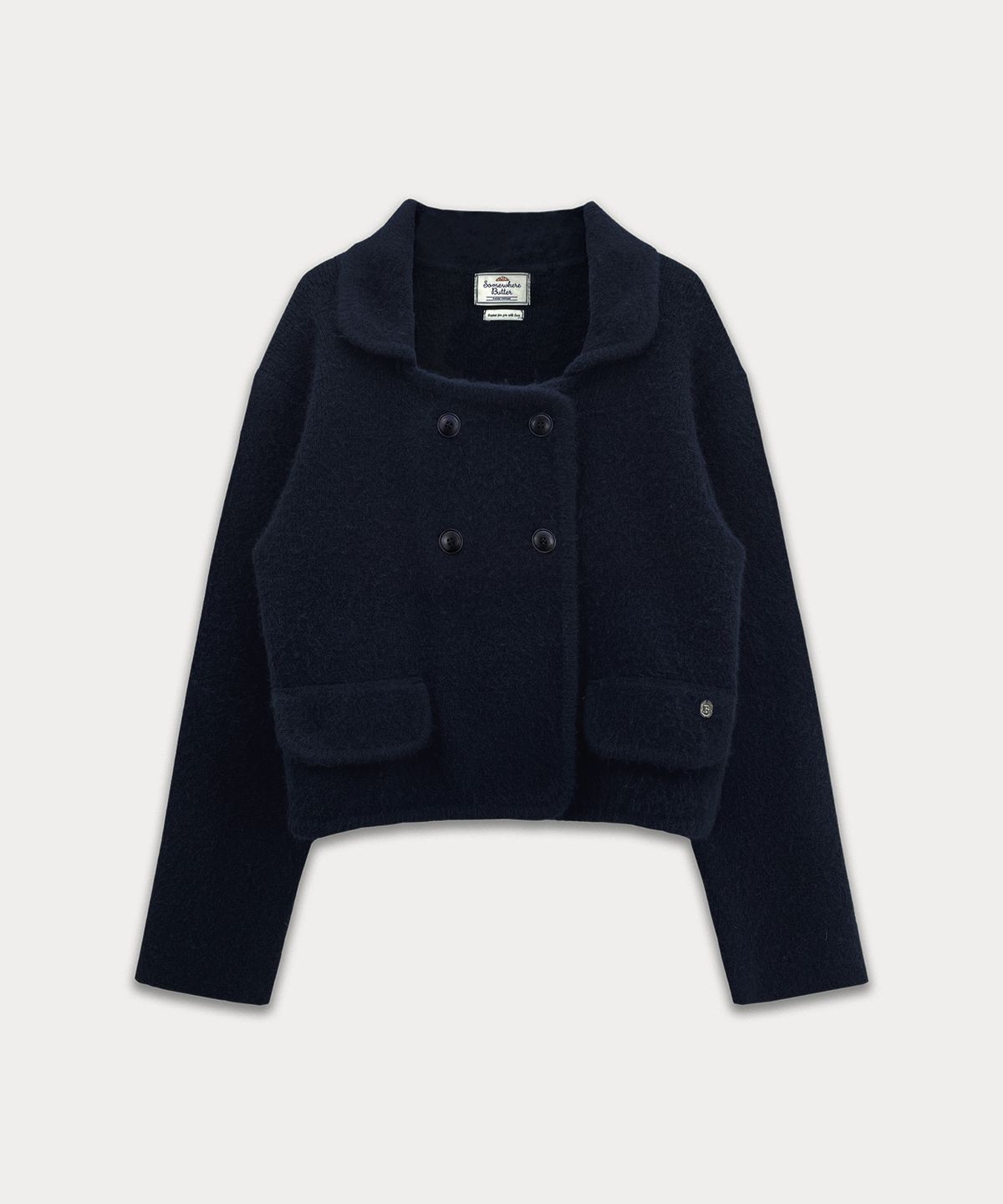 썸웨어버터(SOMEWHEREBUTTER) Robin Double Knit Wool Jacket - Navy