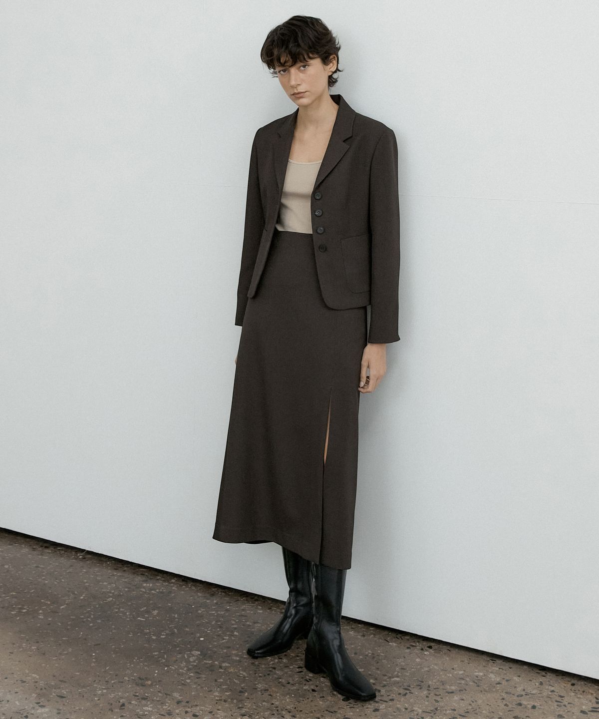 오떼뜨(OCTETTE) DEAR SLIM 4BUTTON JK_DARK BROWN