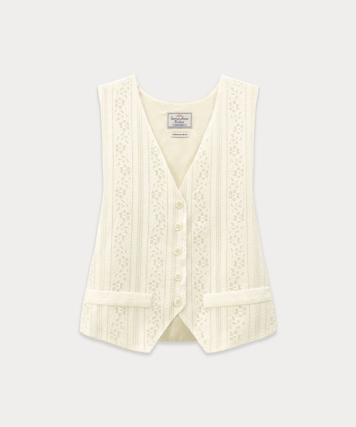 썸웨어버터(SOMEWHEREBUTTER) Vintage Lace Vest - Cream