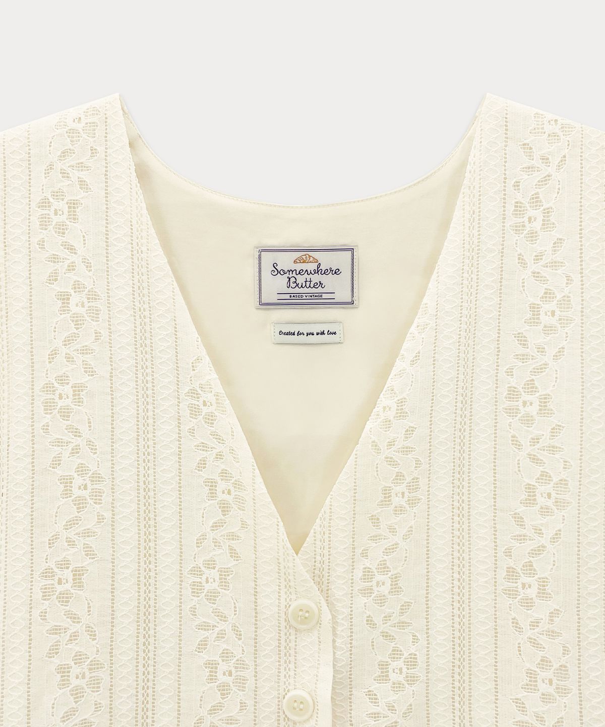 썸웨어버터(SOMEWHEREBUTTER) Vintage Lace Vest - Cream