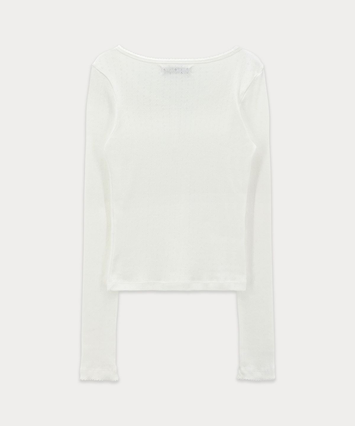썸웨어버터(SOMEWHEREBUTTER) Lace Button Long Top - Ivory