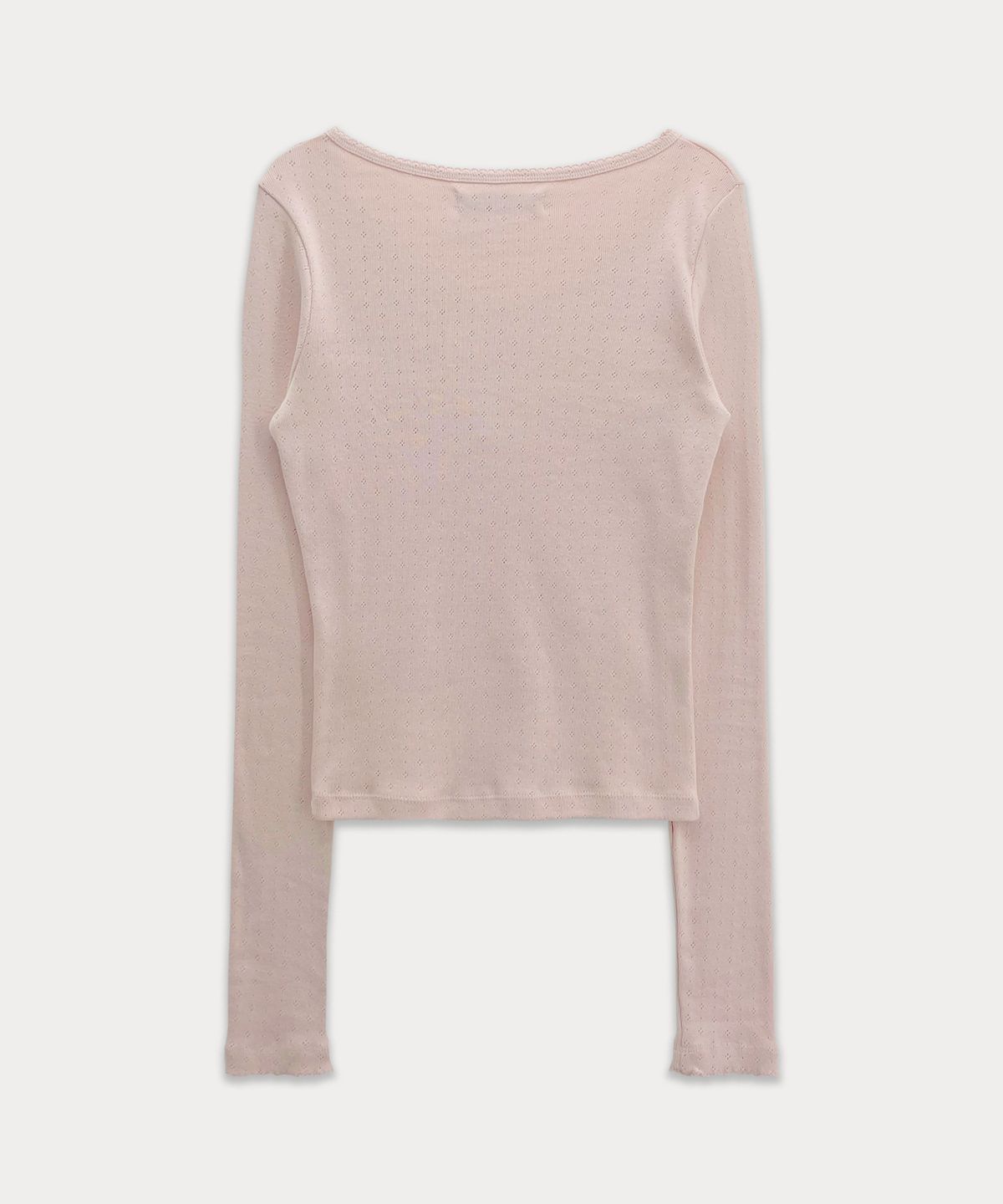 썸웨어버터(SOMEWHEREBUTTER) Lace Button Long Top - Pink