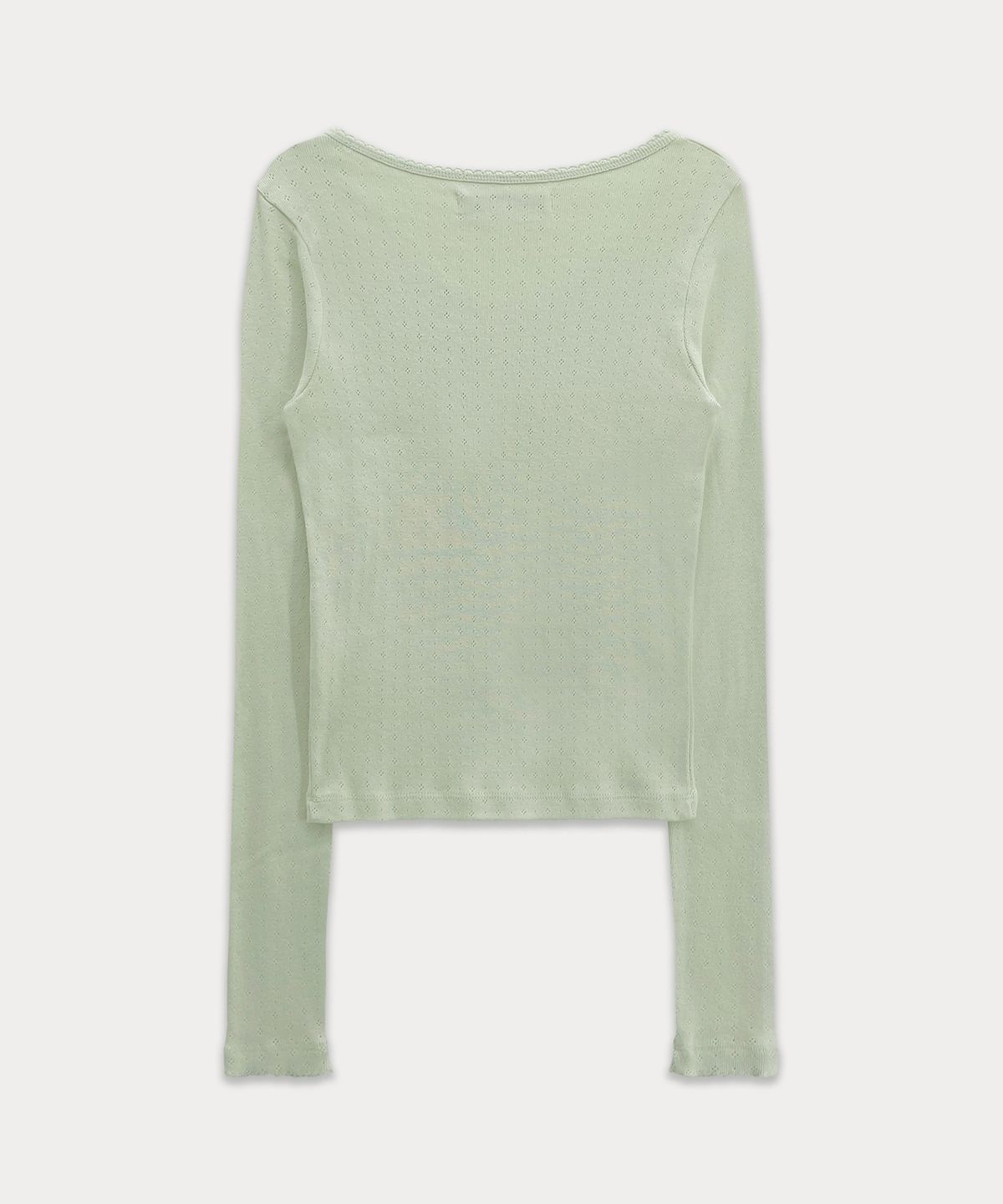 썸웨어버터(SOMEWHEREBUTTER) Lace Button Long Top - Mint