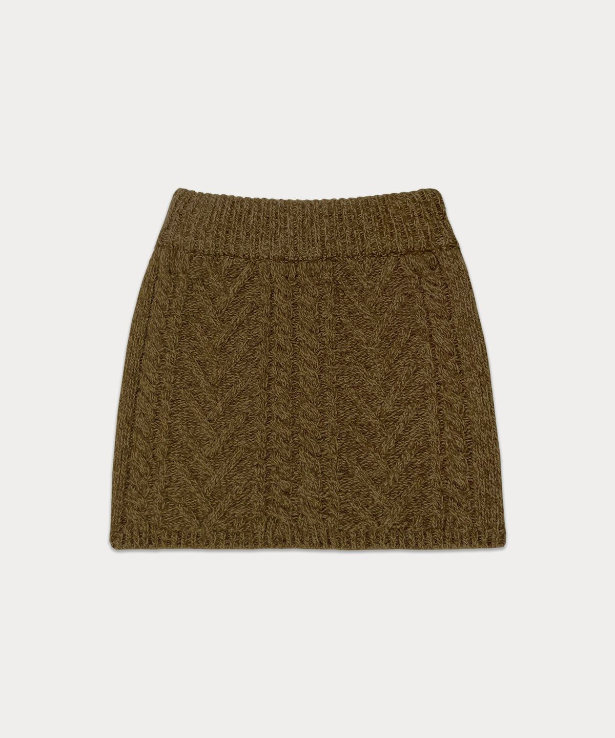 썸웨어버터(SOMEWHEREBUTTER) Colleen Cable Knit Skirt - Brown