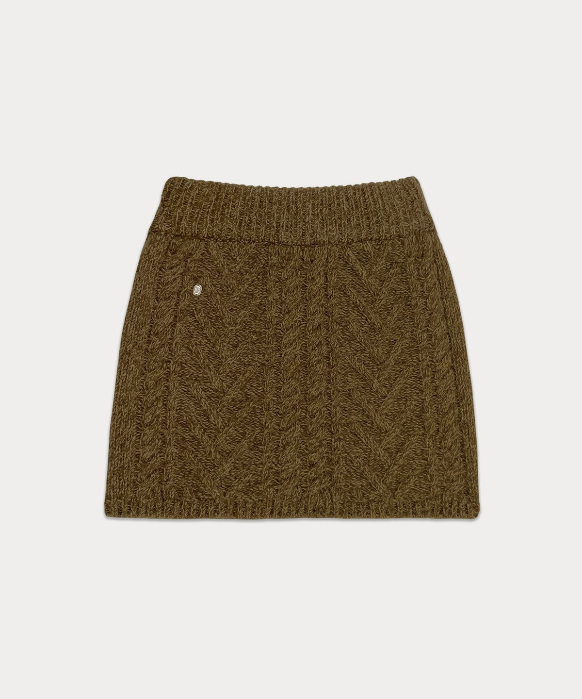 썸웨어버터(SOMEWHEREBUTTER) Colleen Cable Knit Skirt - Brown
