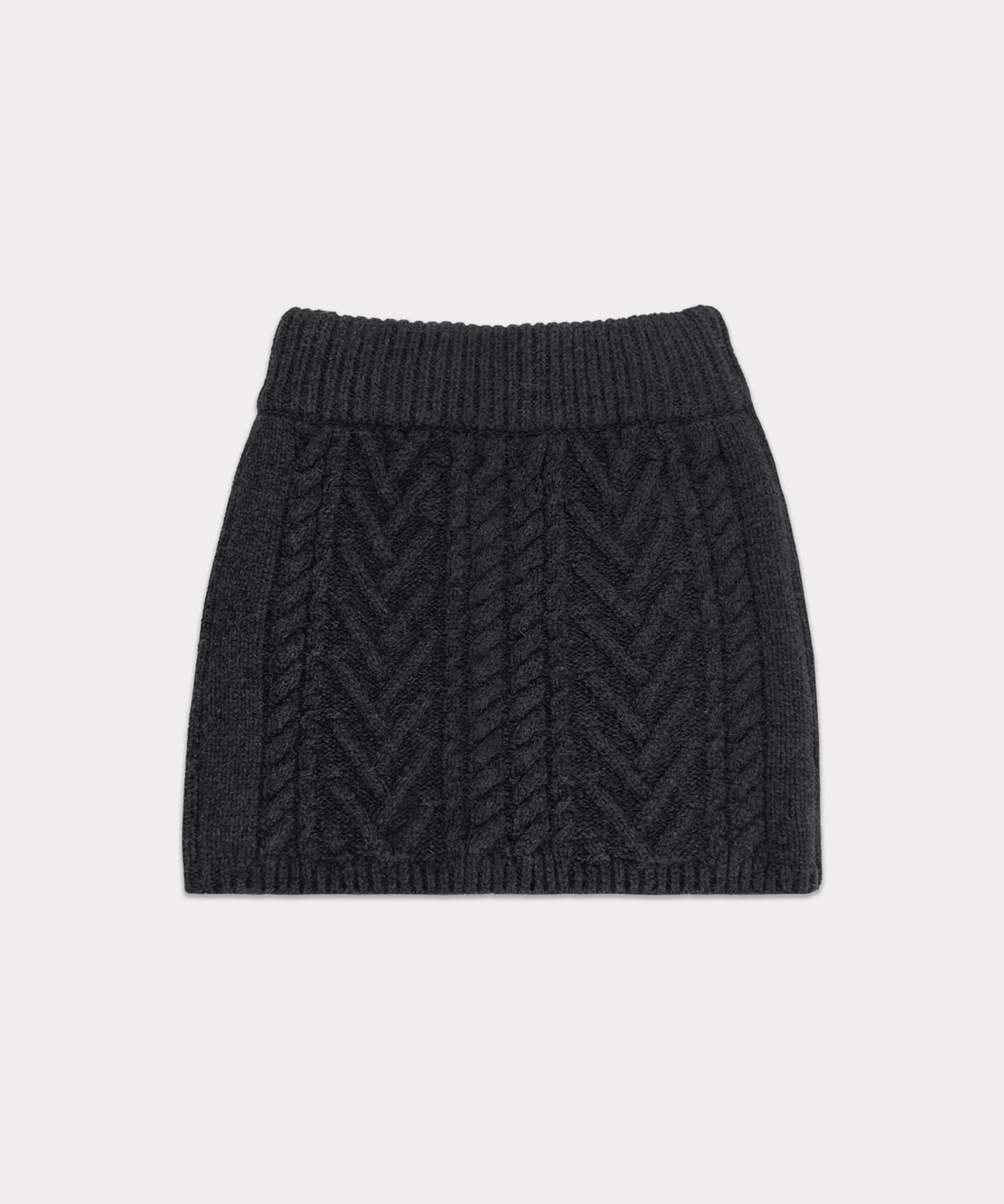 썸웨어버터(SOMEWHEREBUTTER) Colleen Cable Knit Skirt - Charcoal