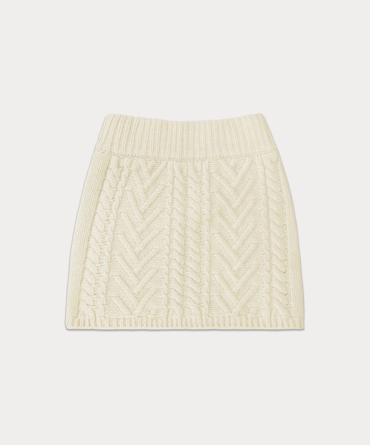썸웨어버터(SOMEWHEREBUTTER) Colleen Cable Knit Skirt - Ivory