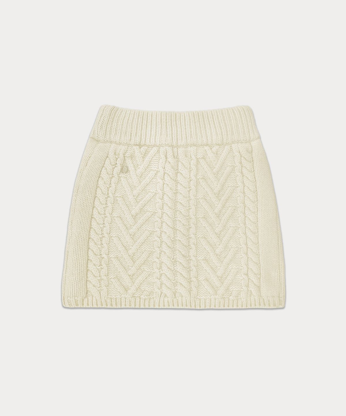썸웨어버터(SOMEWHEREBUTTER) Colleen Cable Knit Skirt - Ivory