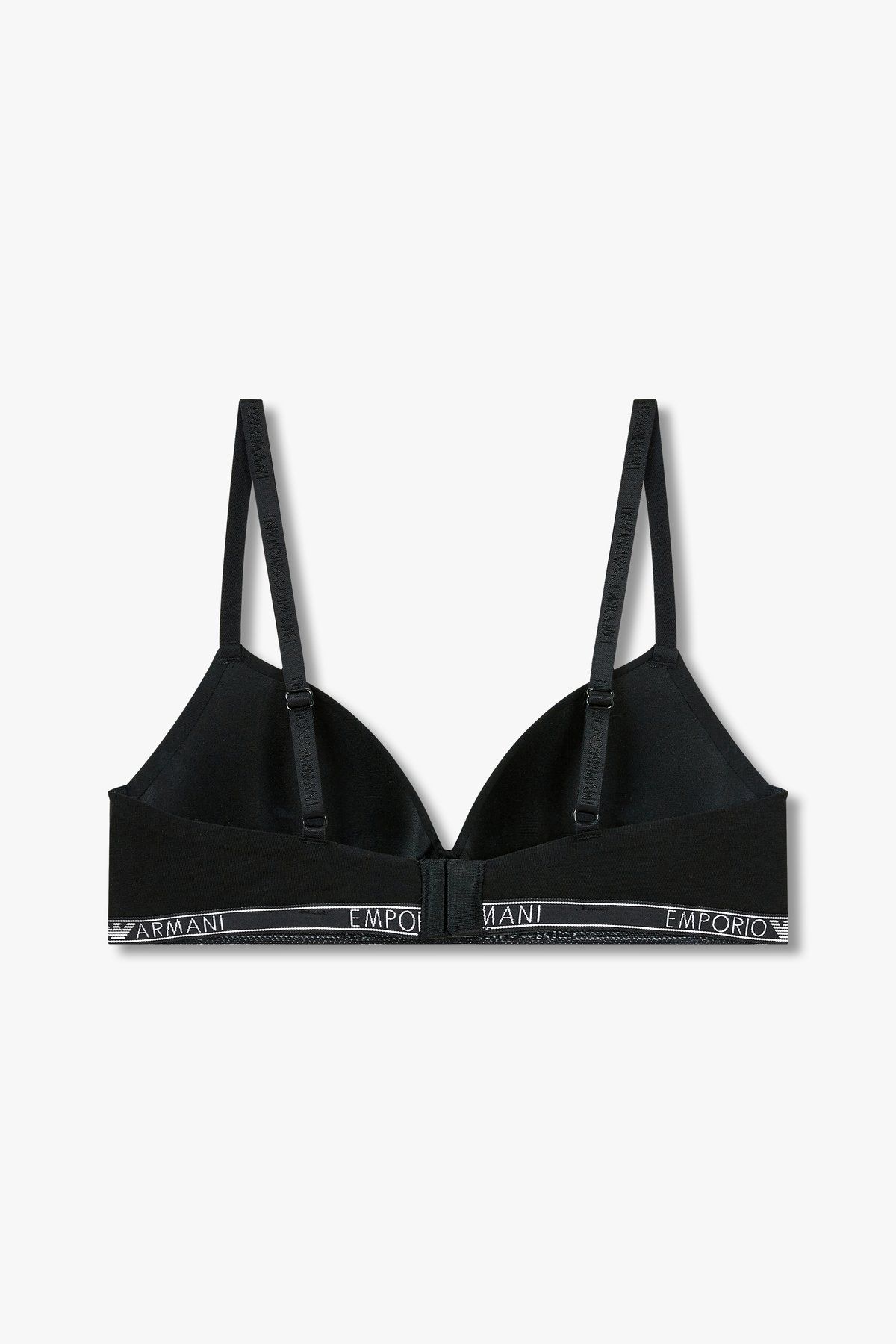엠포리오 아르마니 언더웨어(EMPORIO ARMANI UNDERWEAR) 여성 씬 로고 밴딩 패디드 트라이앵글 브라_블랙 0824381515