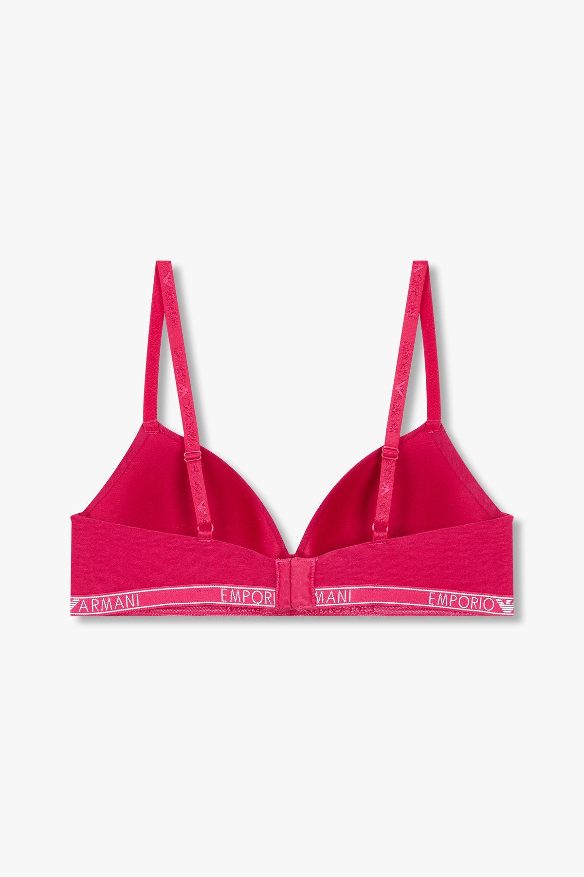엠포리오 아르마니 언더웨어(EMPORIO ARMANI UNDERWEAR) 여성 씬 로고 밴딩 패디드 트라이앵글 브라_소프트 마젠타 0824381516
