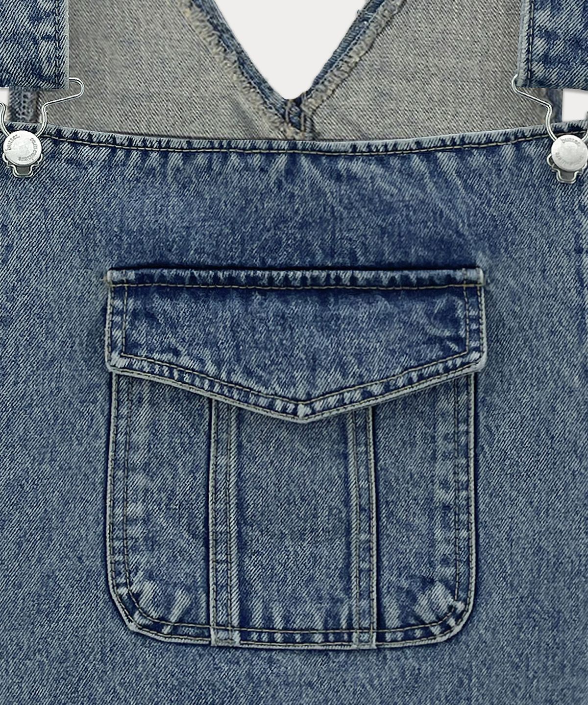 썸웨어버터(SOMEWHEREBUTTER) Denim Vintage Low Skirt Overall - Vintage Blue