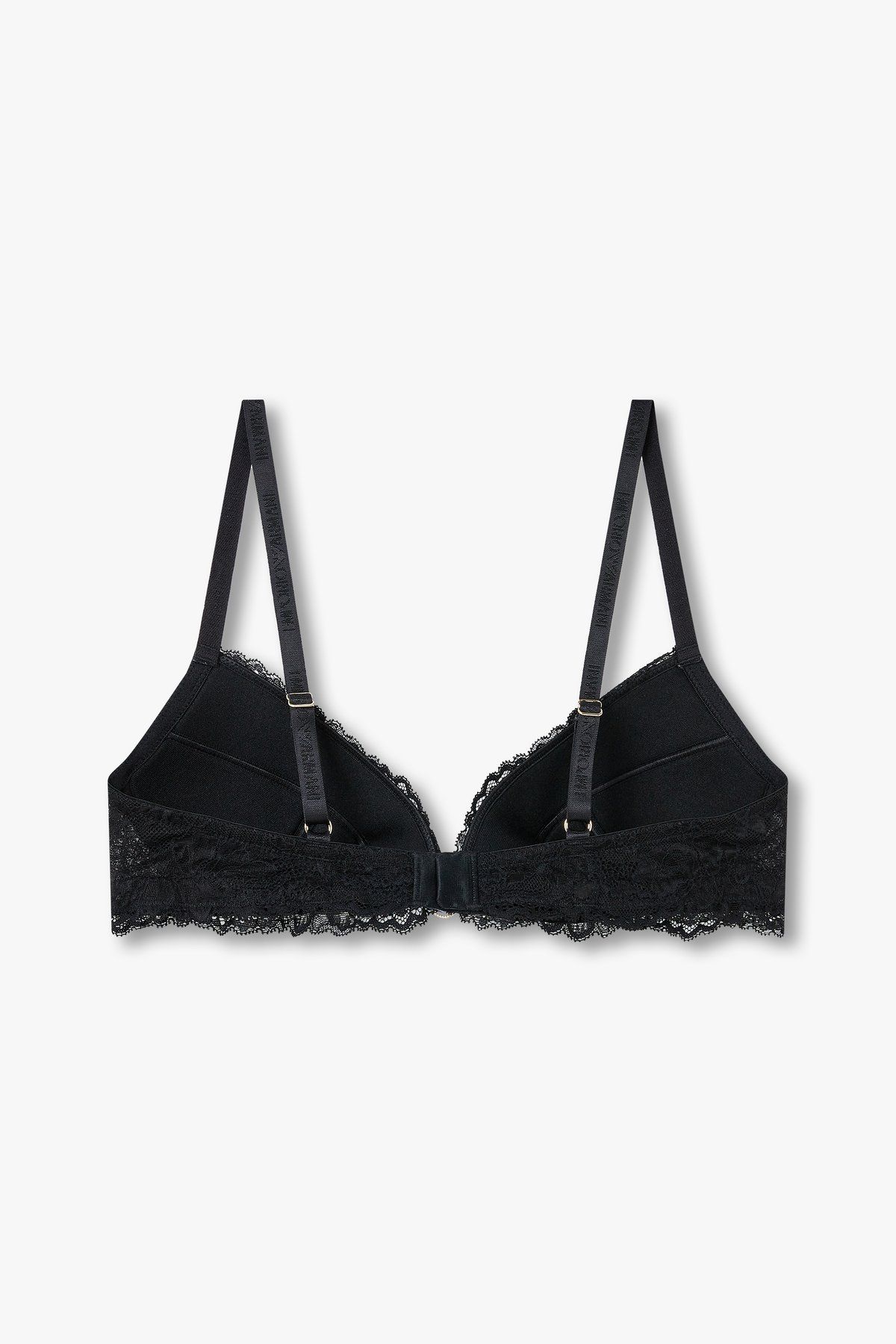 엠포리오 아르마니 언더웨어(EMPORIO ARMANI UNDERWEAR) 여성 플라워 자수 패디드 트라이앵글 브라_블랙 0824381504