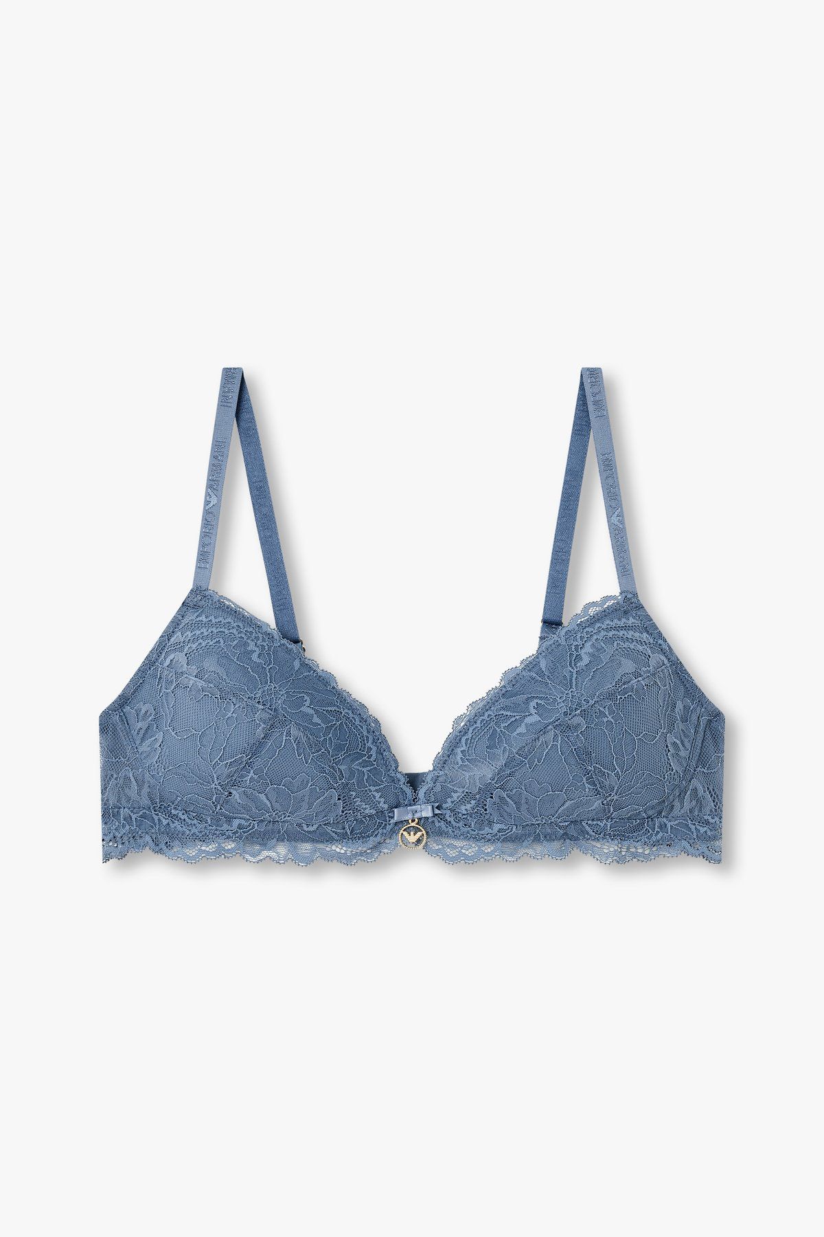 엠포리오 아르마니 언더웨어(EMPORIO ARMANI UNDERWEAR) 여성 플라워 자수 패디드 트라이앵글 브라_블루 0824381505