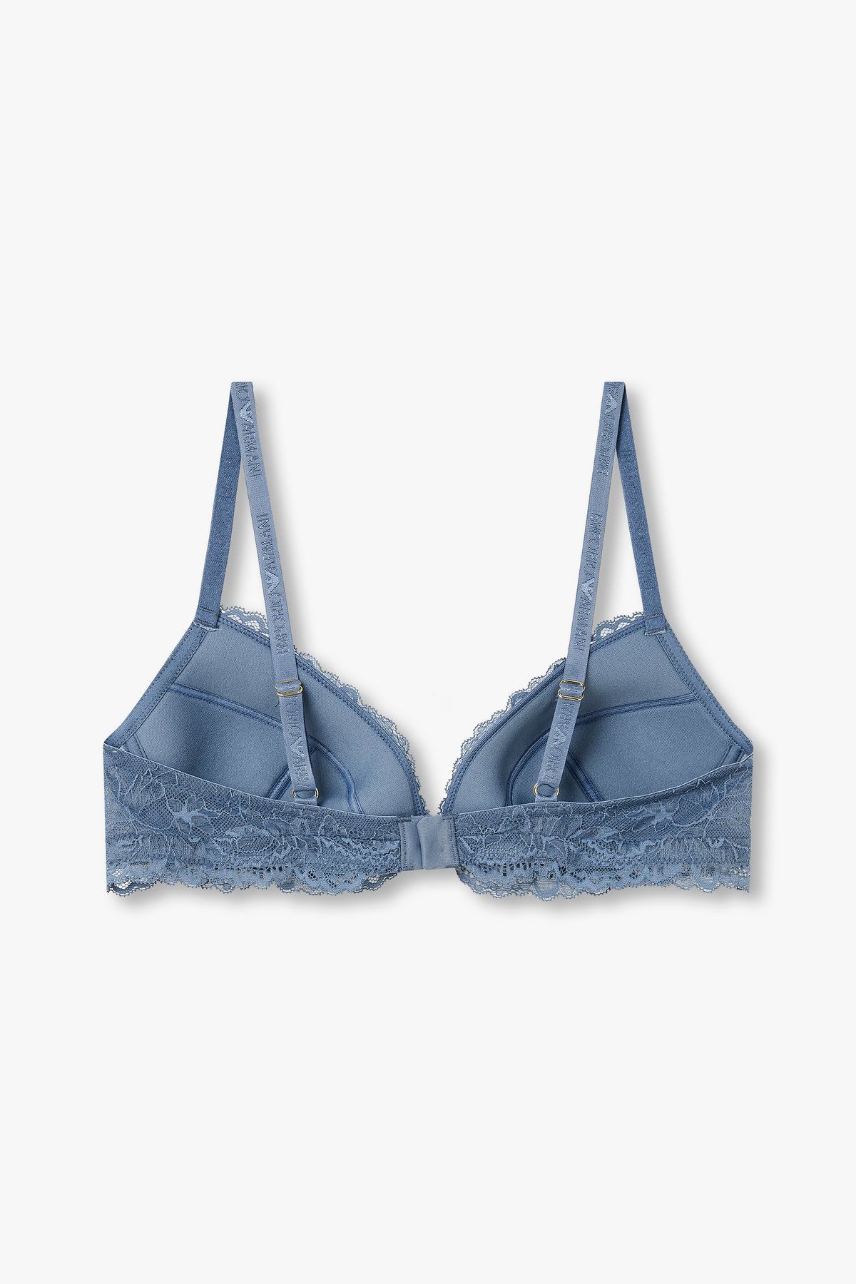엠포리오 아르마니 언더웨어(EMPORIO ARMANI UNDERWEAR) 여성 플라워 자수 패디드 트라이앵글 브라_블루 0824381505