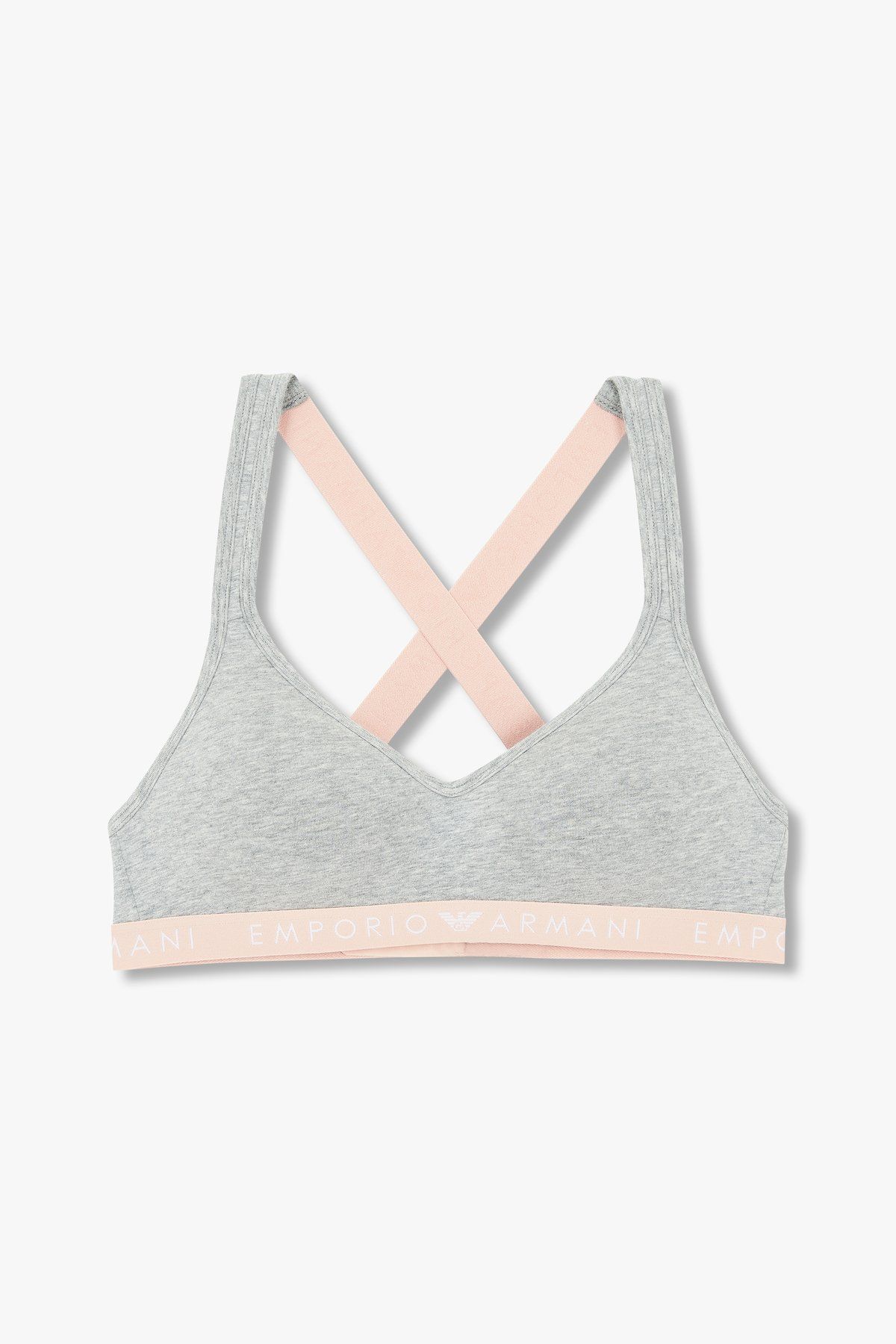엠포리오 아르마니 언더웨어(EMPORIO ARMANI UNDERWEAR) 여성 로고 밴딩 패디드 브라렛 브라_멜란지 그레이 0824381519