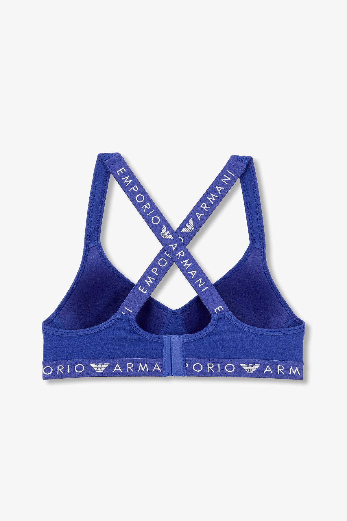 엠포리오 아르마니 언더웨어(EMPORIO ARMANI UNDERWEAR) 여성 로고 밴딩 패디드 브라렛 브라_블루 0824381520