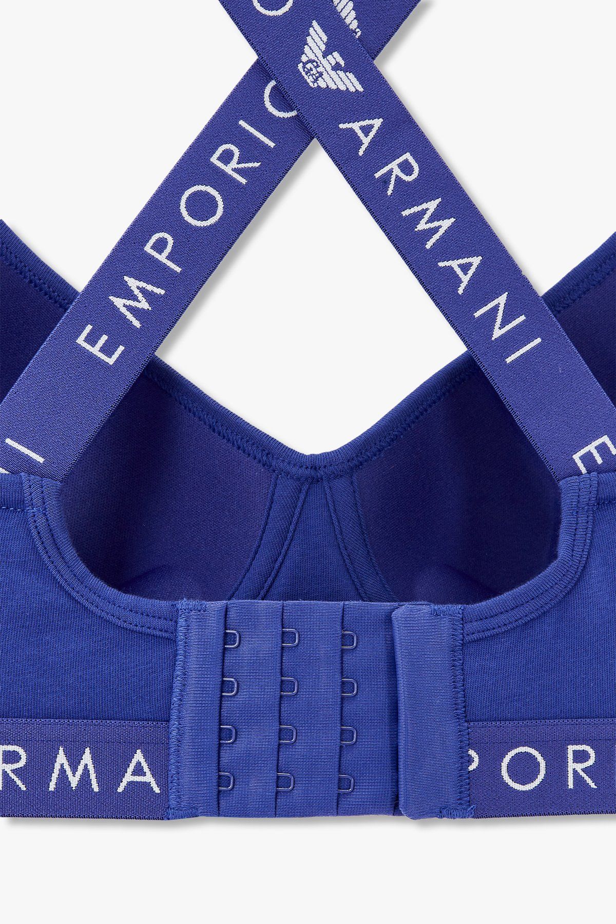 엠포리오 아르마니 언더웨어(EMPORIO ARMANI UNDERWEAR) 여성 로고 밴딩 패디드 브라렛 브라_블루 0824381520