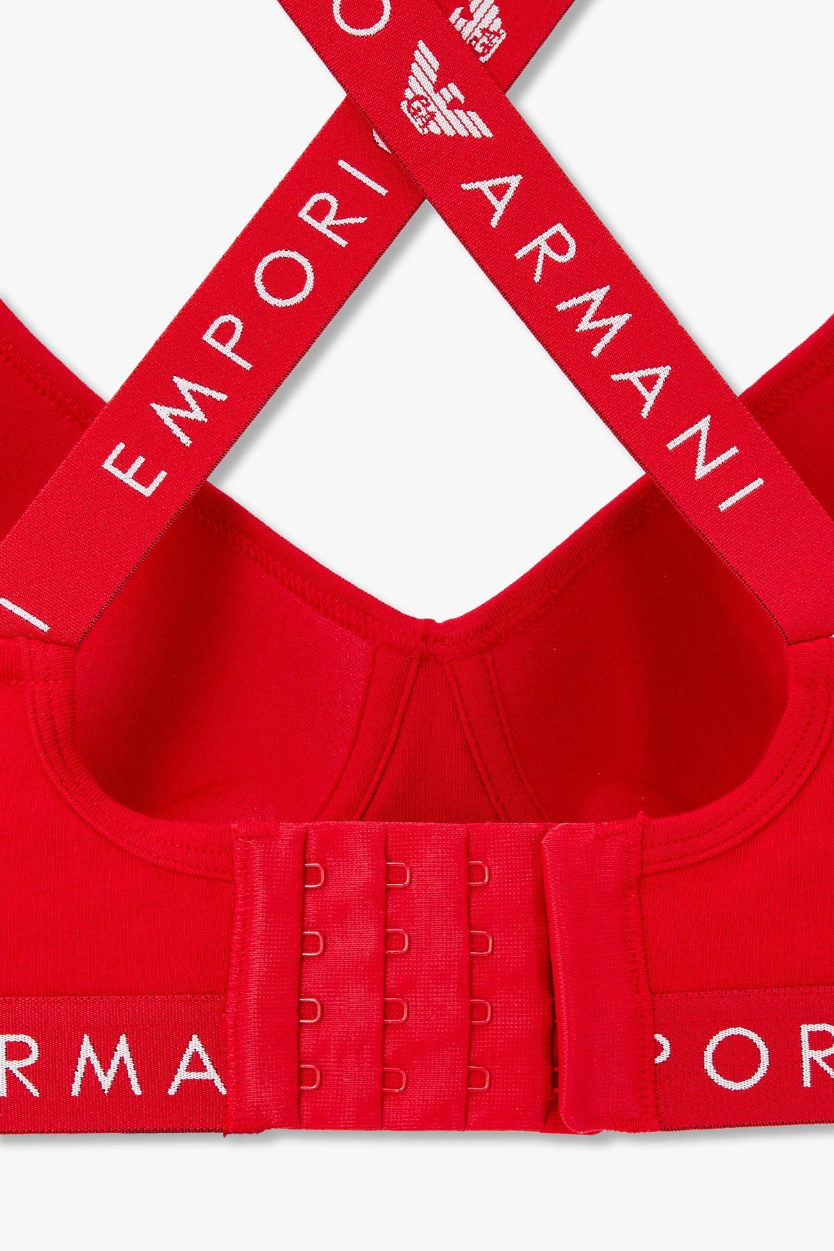 엠포리오 아르마니 언더웨어(EMPORIO ARMANI UNDERWEAR) 여성 로고 밴딩 패디드 브라렛 브라_레드 0824381521