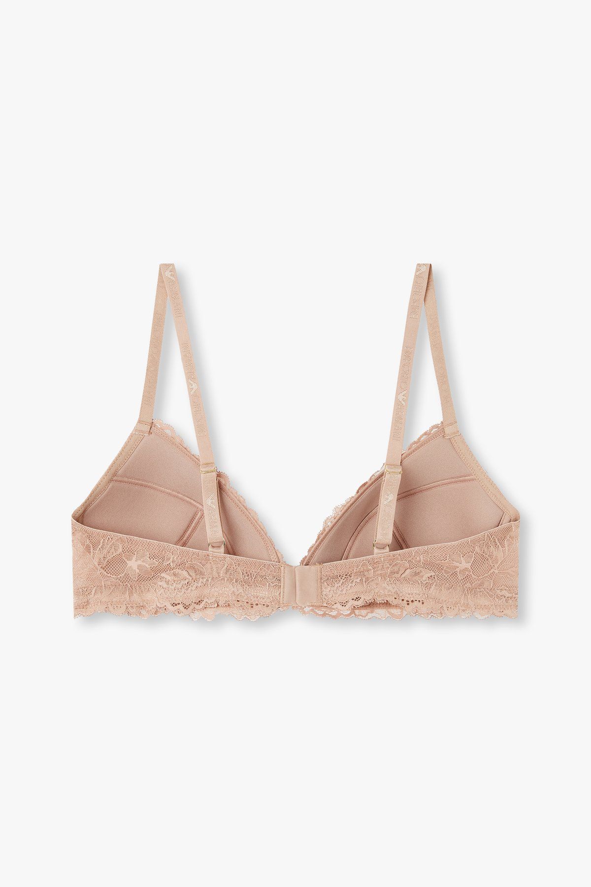 엠포리오 아르마니 언더웨어(EMPORIO ARMANI UNDERWEAR) 여성 플라워 자수 패디드 트라이앵글 브라_라이트 브라운 0824381507