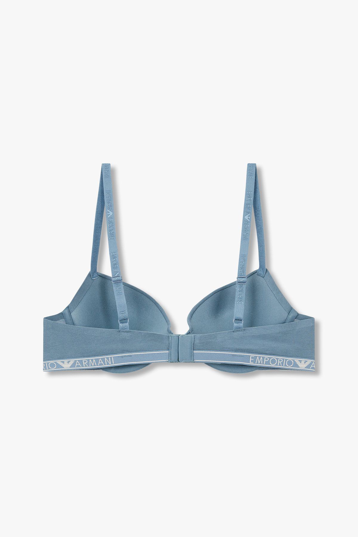 엠포리오 아르마니 언더웨어(EMPORIO ARMANI UNDERWEAR) 여성 씬 로고 밴딩 푸쉬업 브라_블루 0824385524