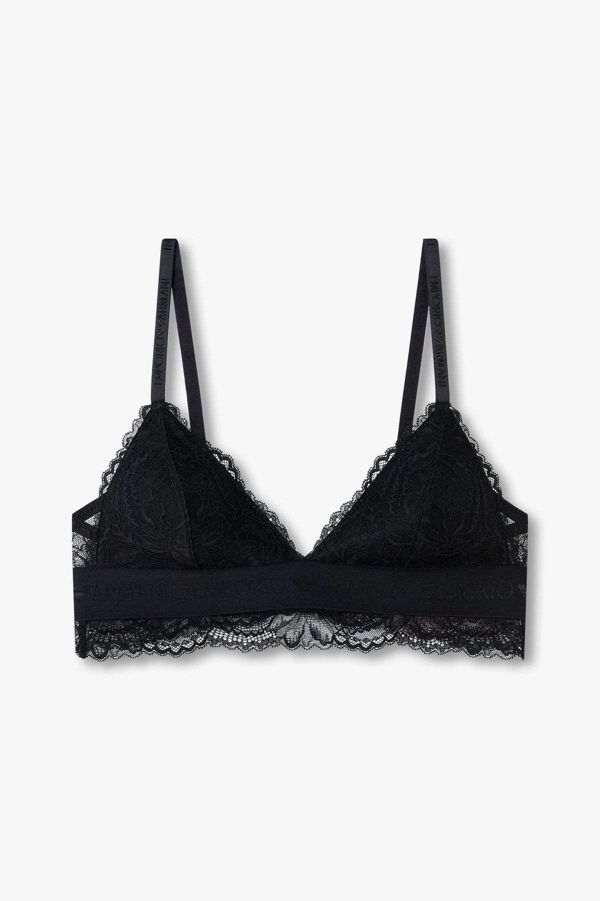 엠포리오 아르마니 언더웨어(EMPORIO ARMANI UNDERWEAR) 여성 로고 밴딩 패디드 트라이앵글 브라_블랙 0824381508
