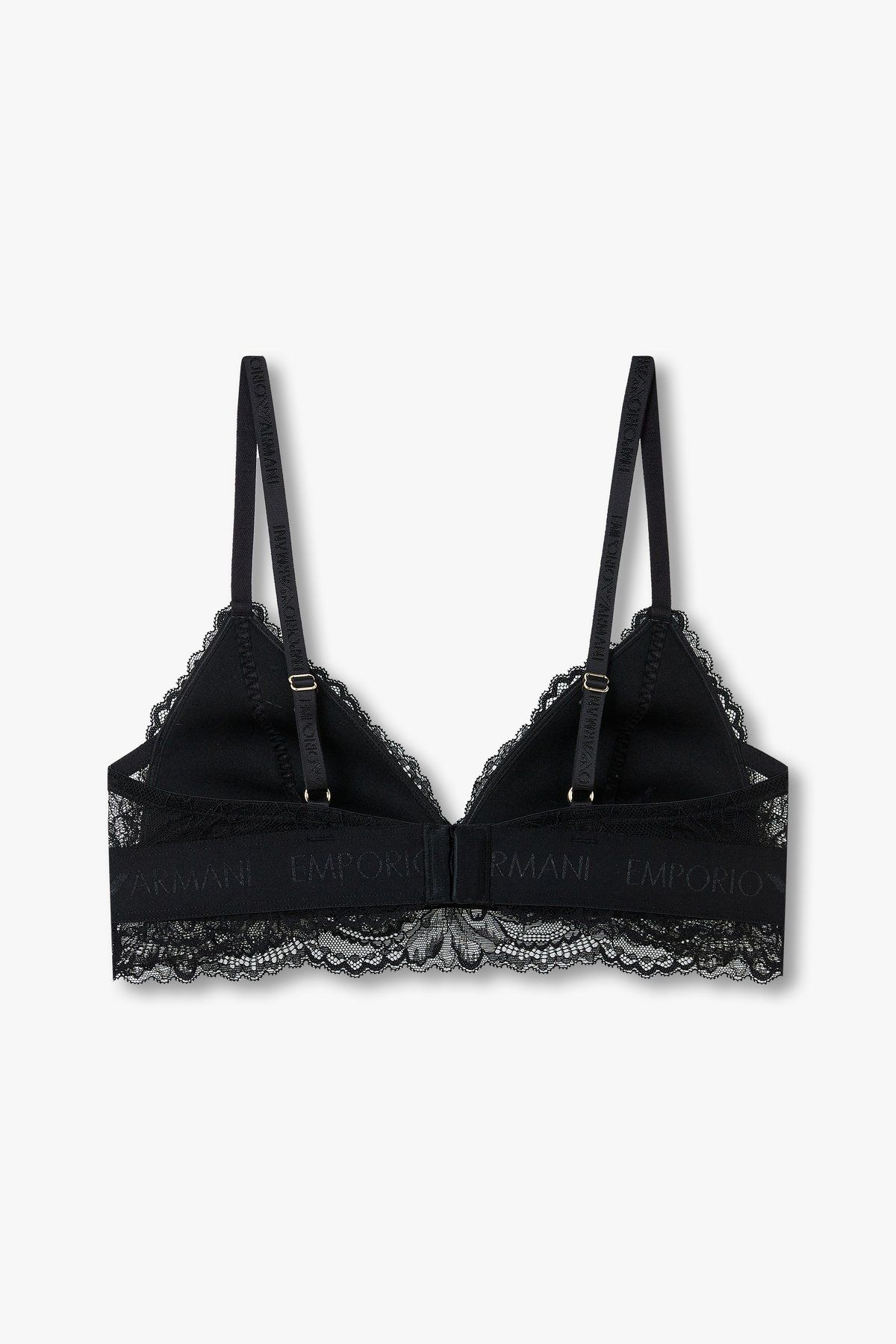 엠포리오 아르마니 언더웨어(EMPORIO ARMANI UNDERWEAR) 여성 로고 밴딩 패디드 트라이앵글 브라_블랙 0824381508
