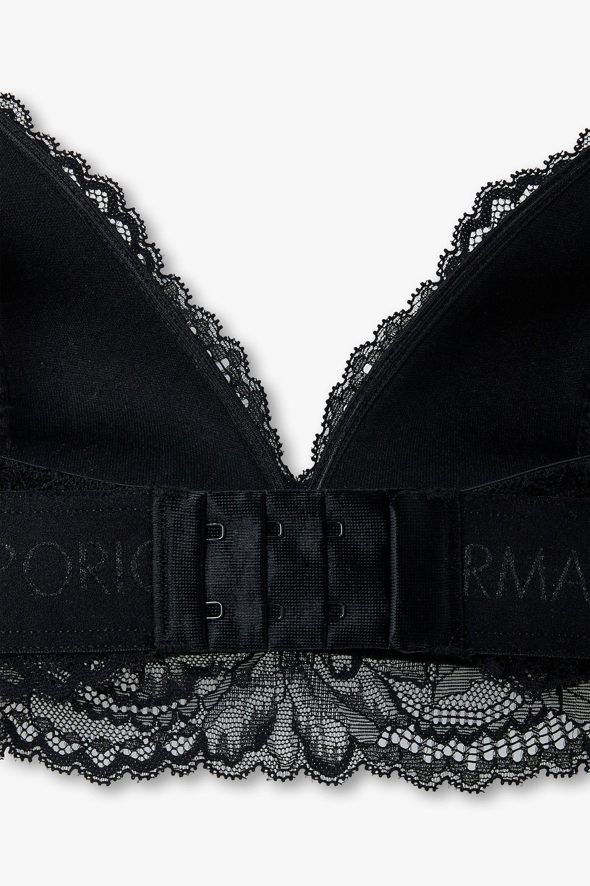 엠포리오 아르마니 언더웨어(EMPORIO ARMANI UNDERWEAR) 여성 로고 밴딩 패디드 트라이앵글 브라_블랙 0824381508