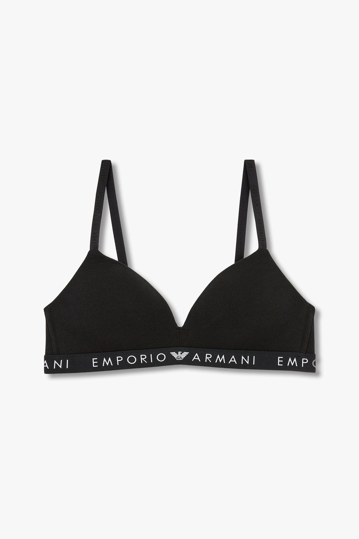 엠포리오 아르마니 언더웨어(EMPORIO ARMANI UNDERWEAR) 여성 로고 밴딩 패디드 트라이앵글 브라_블랙 0824381522