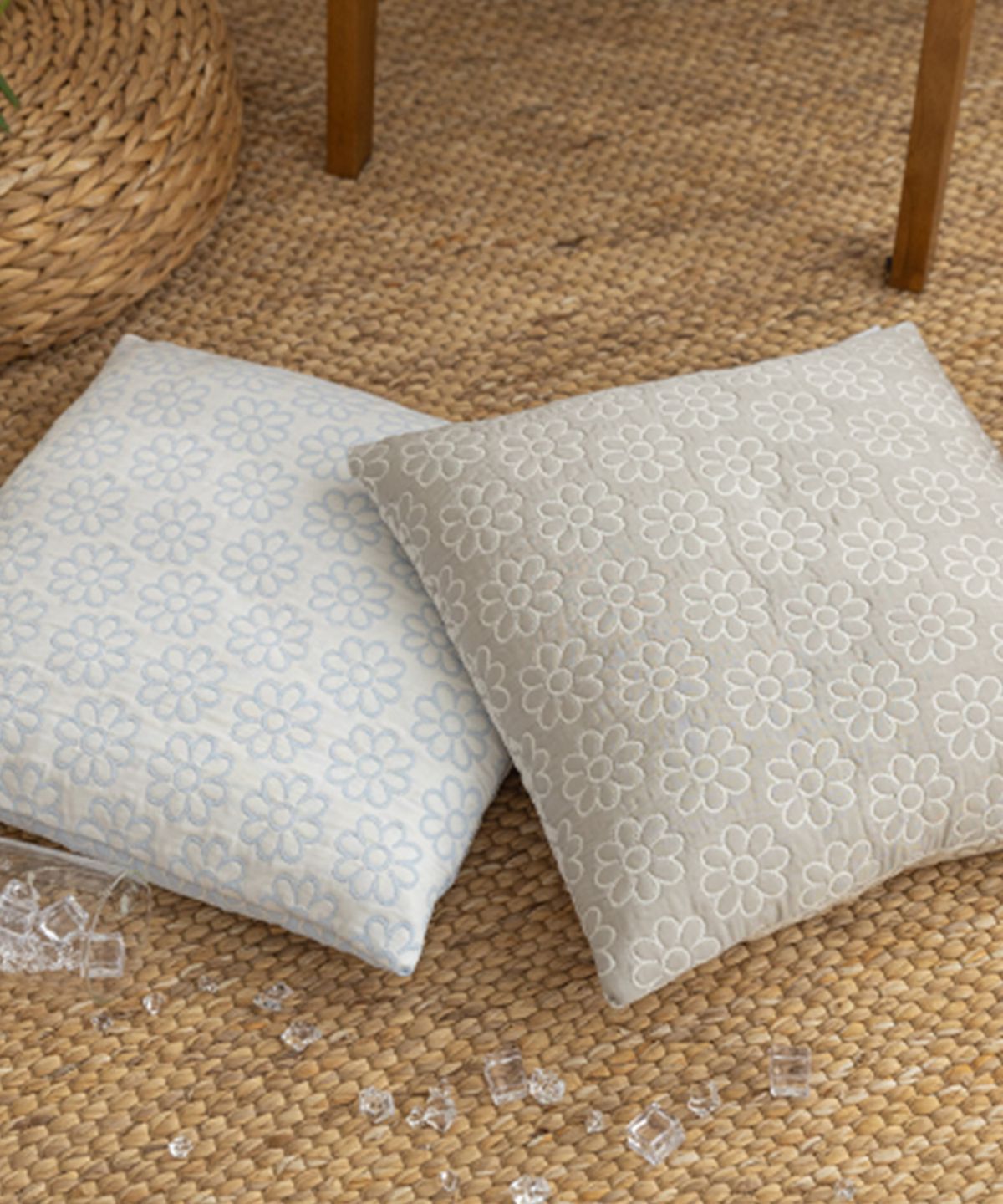 샤이닝홈(SHININGHOME) 리버블 쿨러브 접촉냉감 양면 쿠션&방석커버(솜포함) 45x45 3type 4컬러