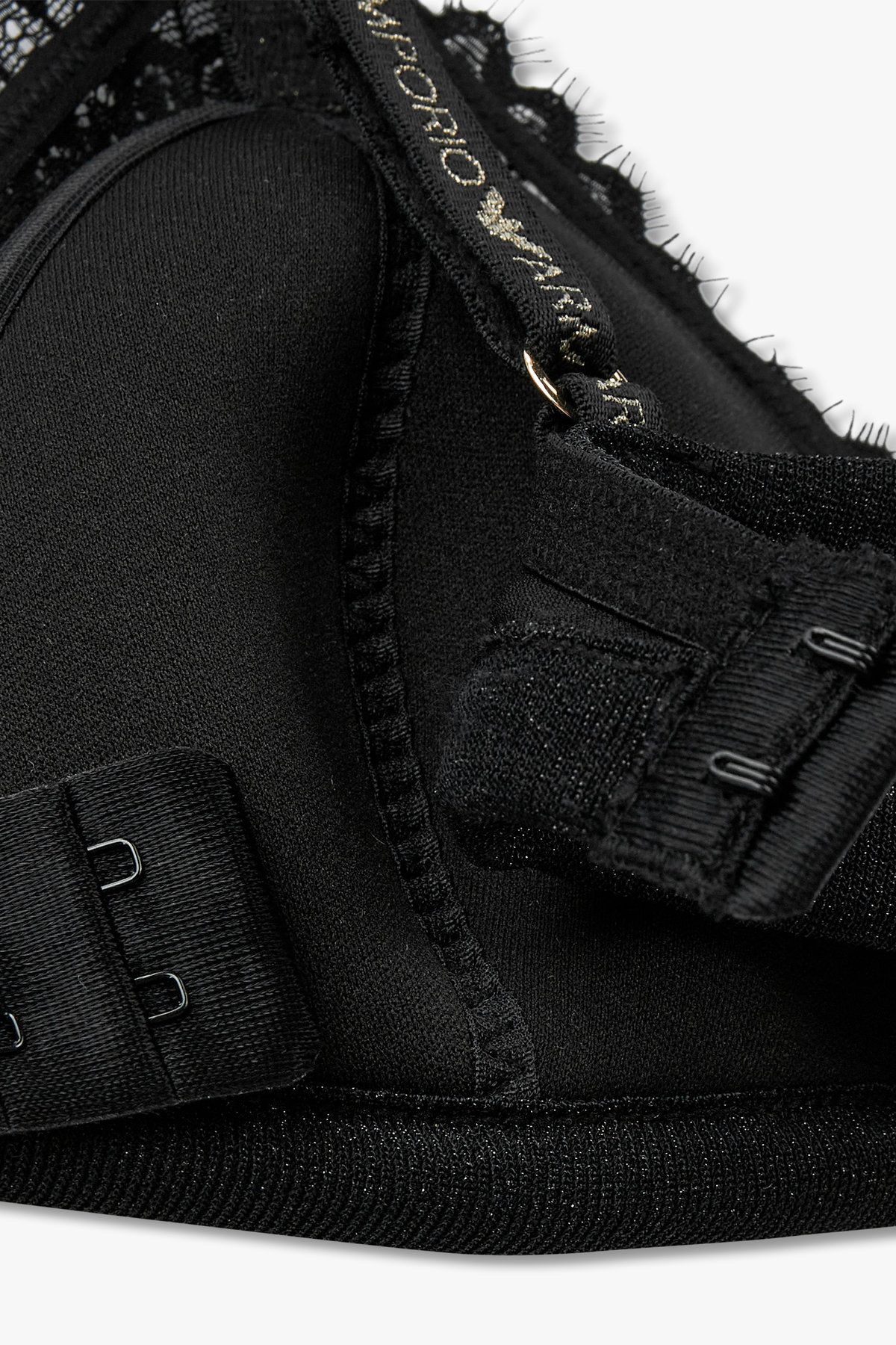 엠포리오 아르마니 언더웨어(EMPORIO ARMANI UNDERWEAR) 여성 메탈릭 패디드 트라이앵글 브라_블랙 0824381510