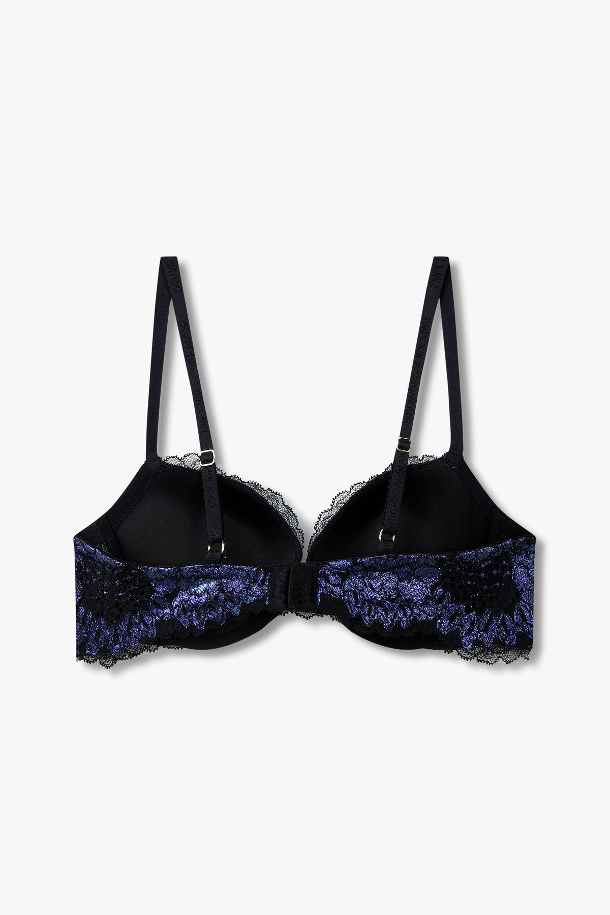 엠포리오 아르마니 언더웨어(EMPORIO ARMANI UNDERWEAR) 여성 샤이닝 플라워 메쉬 푸쉬업 브라_블랙 0824385514