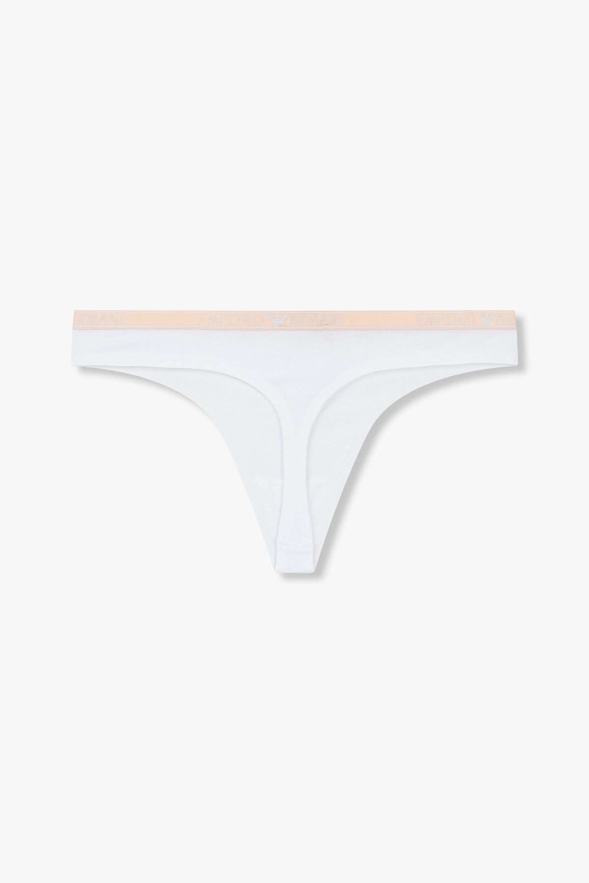 엠포리오 아르마니 언더웨어(EMPORIO ARMANI UNDERWEAR) 여성 씬 로고 밴딩 코튼 티팬티_화이트 0824310514