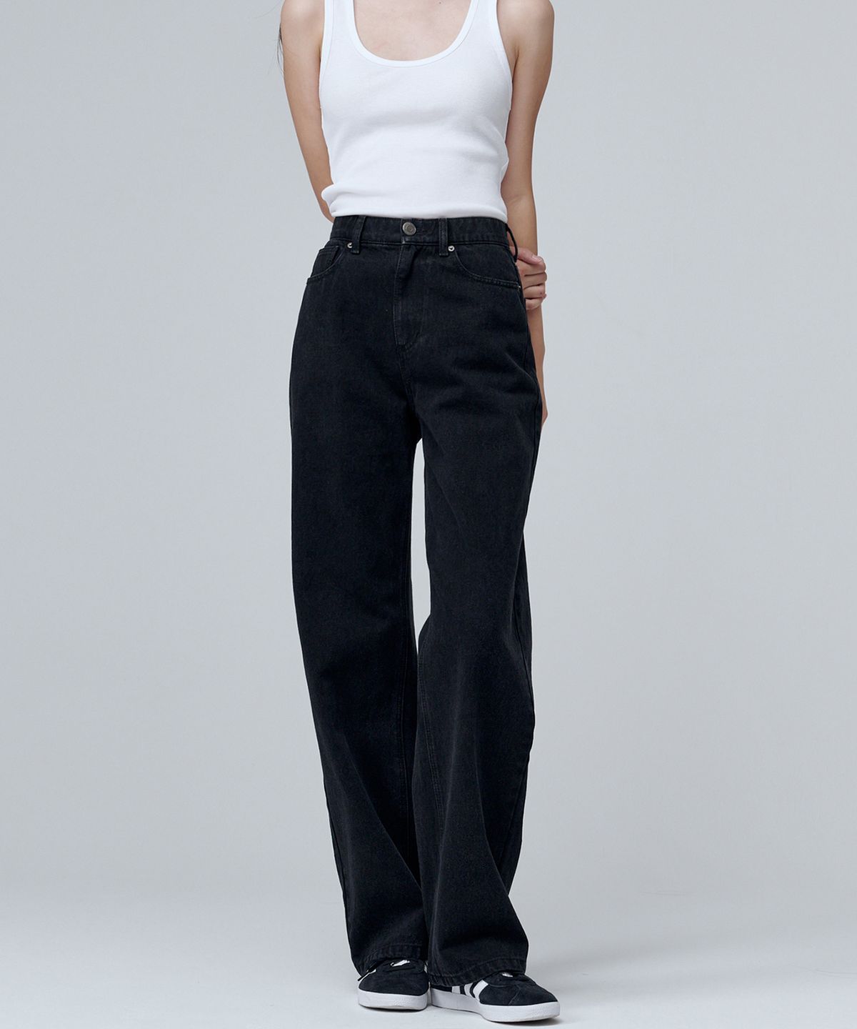 마롭(MALOUPE) 9133 레귤러 와이드 데님팬츠 (블랙)
