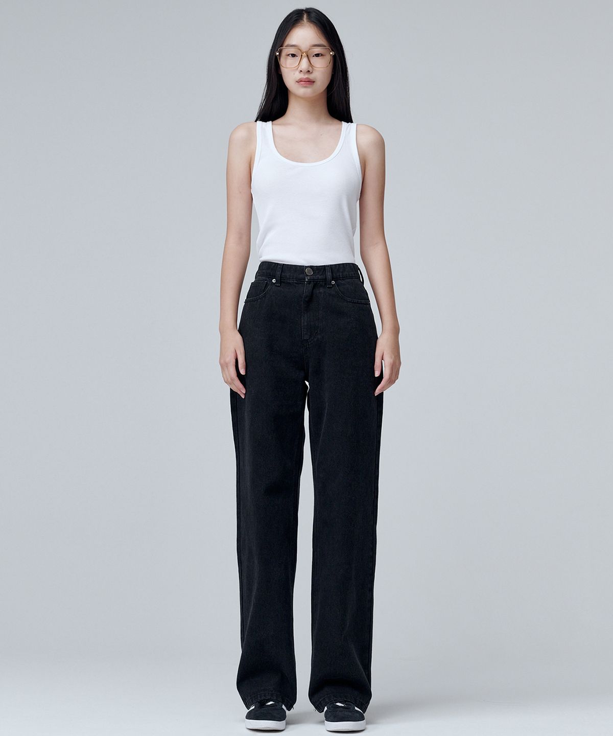 마롭(MALOUPE) 9133 레귤러 와이드 데님팬츠 (블랙)