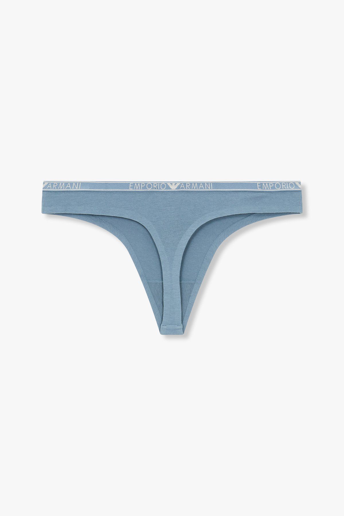 엠포리오 아르마니 언더웨어(EMPORIO ARMANI UNDERWEAR) 여성 씬 로고 밴딩 코튼 티팬티_블루 0824310517