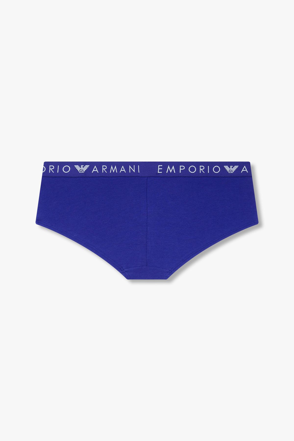 엠포리오 아르마니 언더웨어(EMPORIO ARMANI UNDERWEAR) 여성 씬 로고 밴딩 코튼 치키 브리프_블루 0824312503